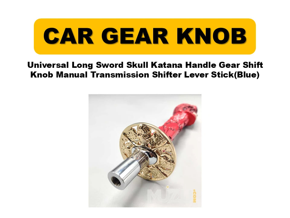 Universal Long Sword Skull Katana Handle Gear Shift Knob – Manual Transmission Shifter Lever Stick (Red)