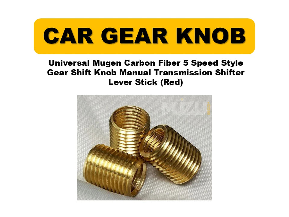 Universal Mugen Carbon Fiber 5-Speed Style Gear Shift Knob (Red) – Manual Transmission Shifter Lever