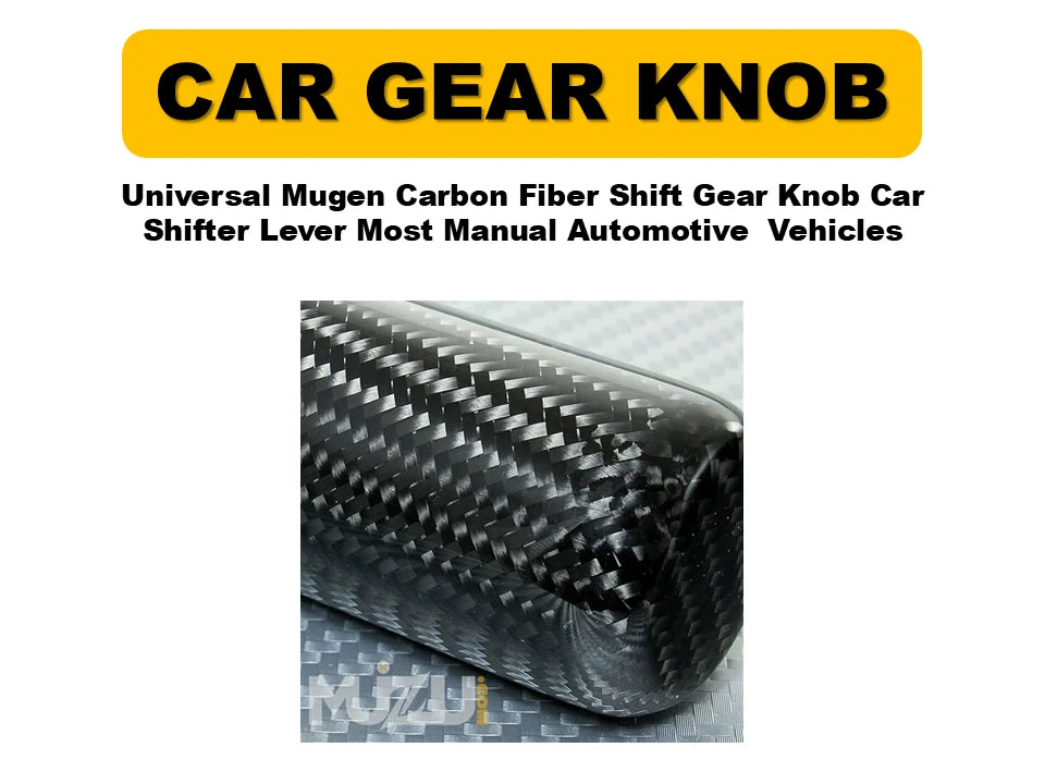 Universal Mugen Carbon Fiber Shift Gear Knob – Car Shifter Lever for Manual Vehicles