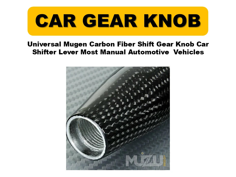 Universal Mugen Carbon Fiber Shift Gear Knob – Car Shifter Lever for Manual Vehicles