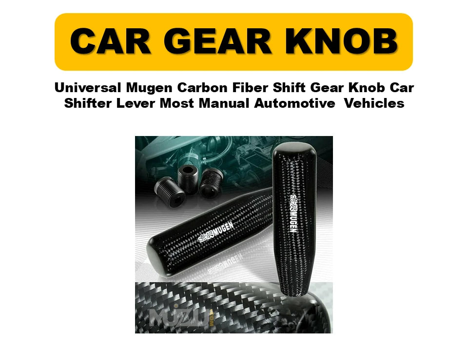 Universal Mugen Carbon Fiber Shift Gear Knob – Car Shifter Lever for Manual Vehicles