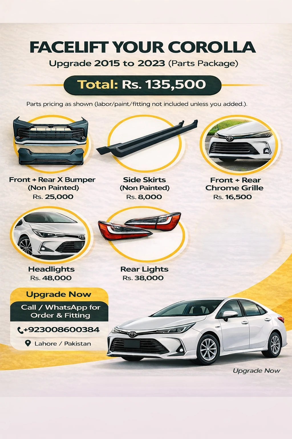 toyota corolla 2015 2023 body kit pakistan