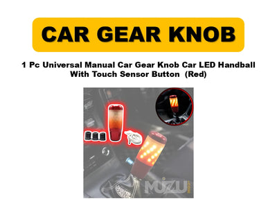 1 Pc Universal Manual Car Gear Shift Knob – LED Handball with Touch Sensor Button (Red)