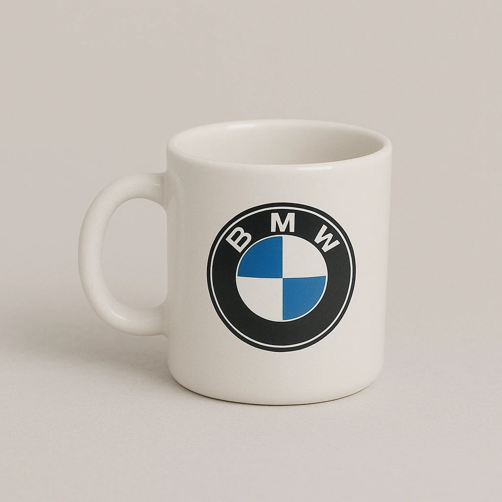 BMW Logo Mug – Premium White Ceramic Coffee Cup for Luxury Car Lovers