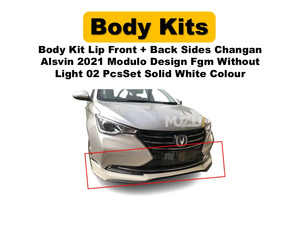 Changan Alsvin 2021 Modulo Style Body Kit Lip – Front & Rear (2 Pcs Set, Solid White, Without Lights)