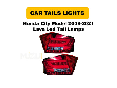 Honda City 2009–2021 Lava Style LED Tail Lights – Sequential Indicators (Pair)