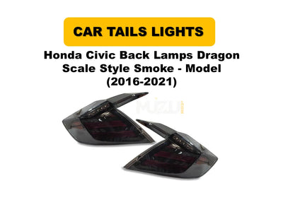 Honda Civic 2016–2021 Dragon Scale Style Smoke LED Tail Lights – Sequential Indicators (Pair)