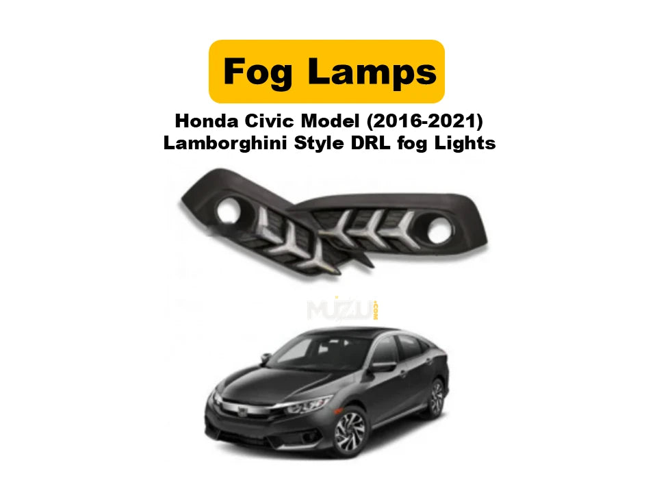 Honda Civic 2016–2021 Lamborghini Style DRL Fog Lights | LED Daytime Running Lights