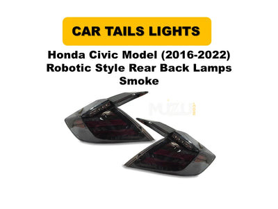 Honda Civic 2016–2022 Robotic Style Smoke Rear Back Lamps | LED Tail Lights