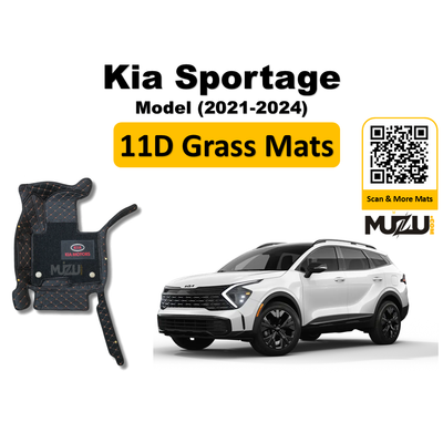Kia Sportage 11D Floor Mats (2021–2024) – Mix Thread Black with Black Grass