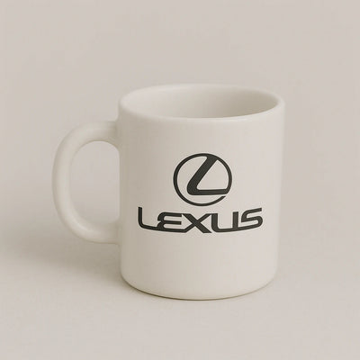 Lexus Logo Mug – Elegant White Ceramic Coffee Cup for Luxury Car Fans