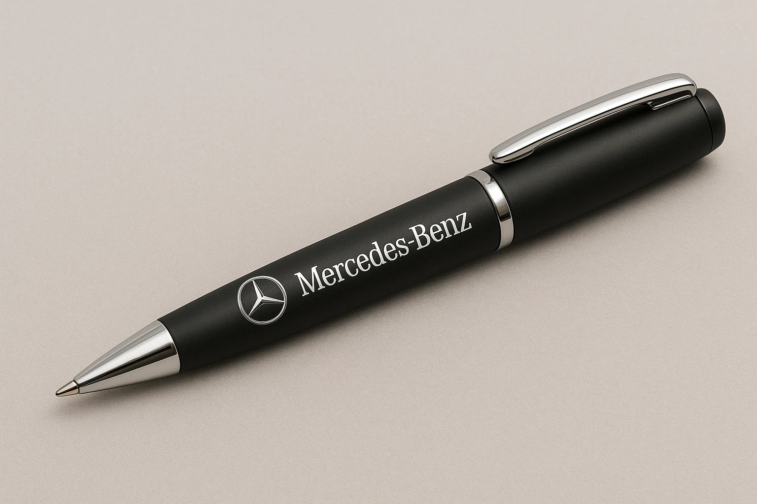 Mercedes-Benz Logo Pen – Elegant Black Metal Ballpoint for Luxury Branding