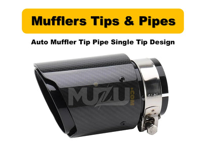 Single Tip Carbon Fiber Exhaust Muffler Tip – Stainless Steel & Full Carbon, 2.5” Inlet 3.5” Outlet, Universal Fit