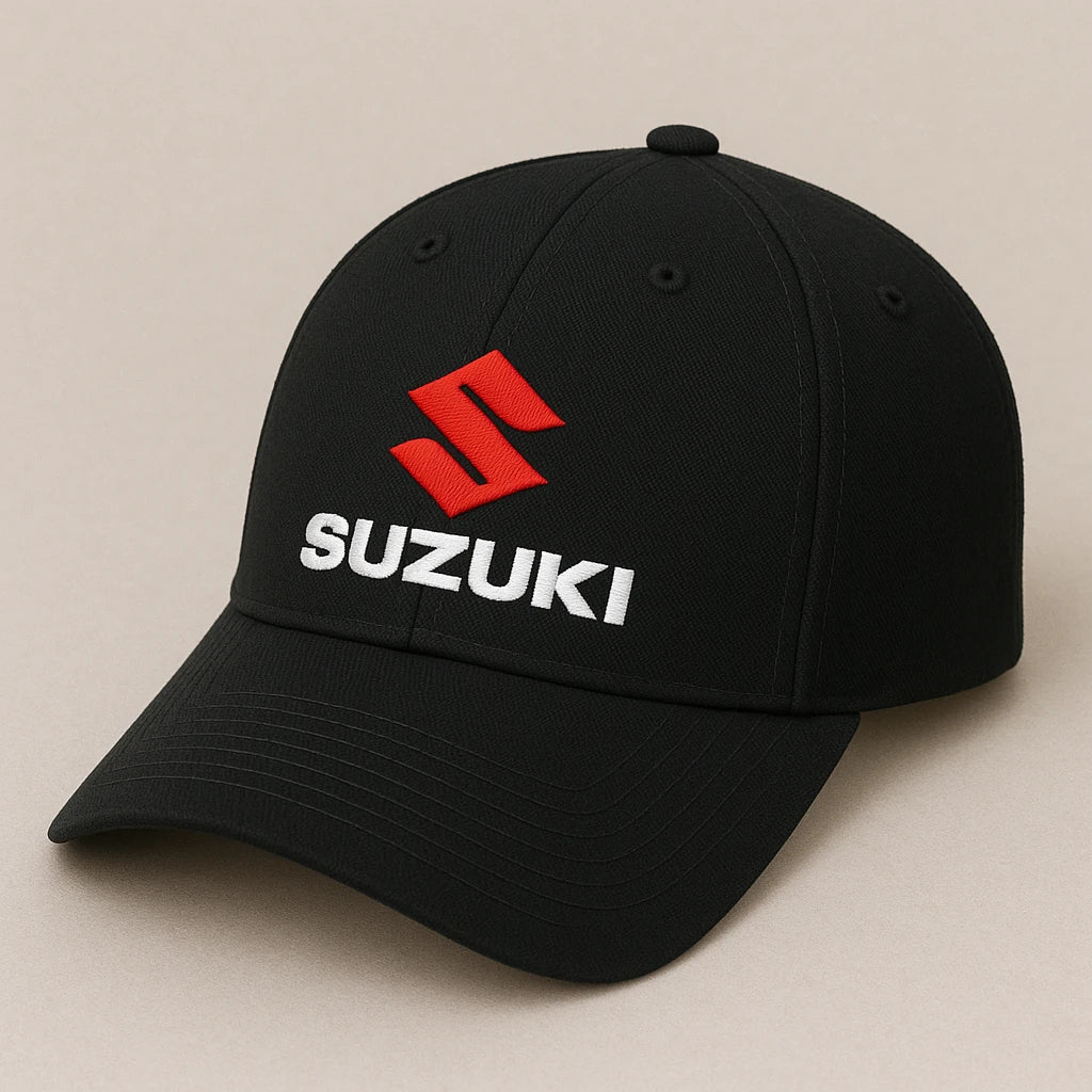 Suzuki Logo Cap – Black with Red & White Embroidery