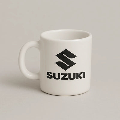 Suzuki Logo Mug – White Ceramic Coffee Cup for Car & Bike Fans