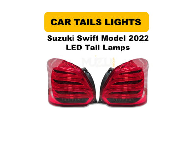 Suzuki Swift 2022 LED Tail Lights – Premium Red Crystal Tail Lamps (Pair)