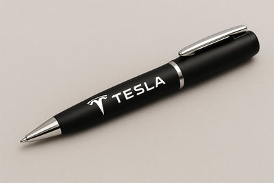 Tesla Logo Pen – Modern Black Metal Ballpoint for Tech & Auto Enthusiasts