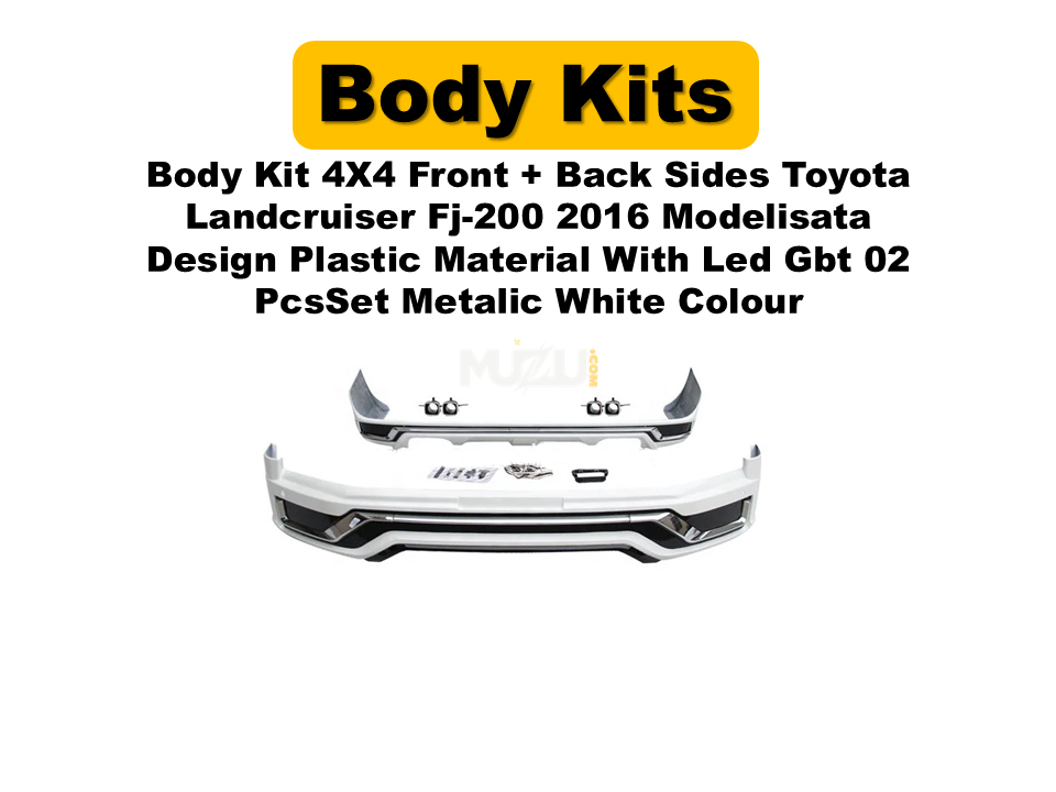 Toyota Land Cruiser LC200 2016 Modellista Style 4×4 Body Kit – Front & Rear Bumpers (2 Pcs, LED DRL, Metallic White)