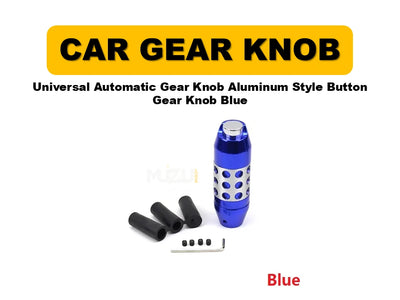 Universal Automatic Aluminium Style Gear Shift Knob – Button Car Shifter Lever (Blue)