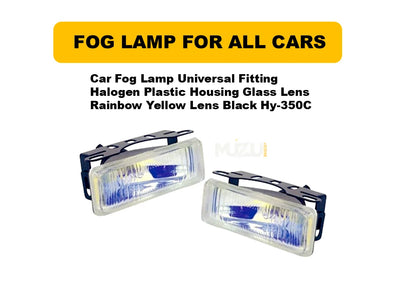Universal Halogen Fog Lamps – HY-350C Clear Glass Lens Black