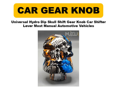 Universal Hydro Dip Skull Gear Shift Knob – Manual Car Shifter Lever for Most Vehicles