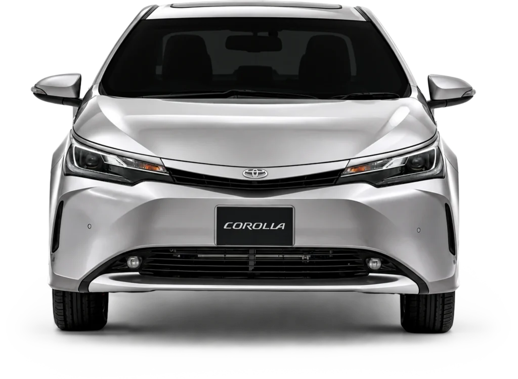 New Toyota Corolla 2027 facelift in silver, front exterior view